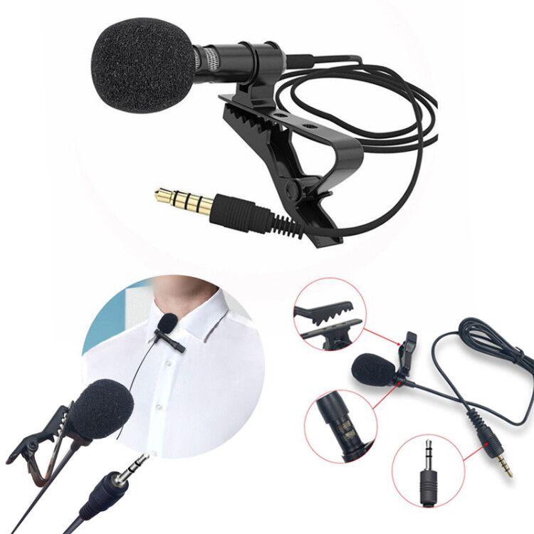 3.5mm Mini Jack Clip-on Lapel Microphone Lavalier Handsfree Microphones Wired Mic for Speaking Speech Phone Condenser Microfone