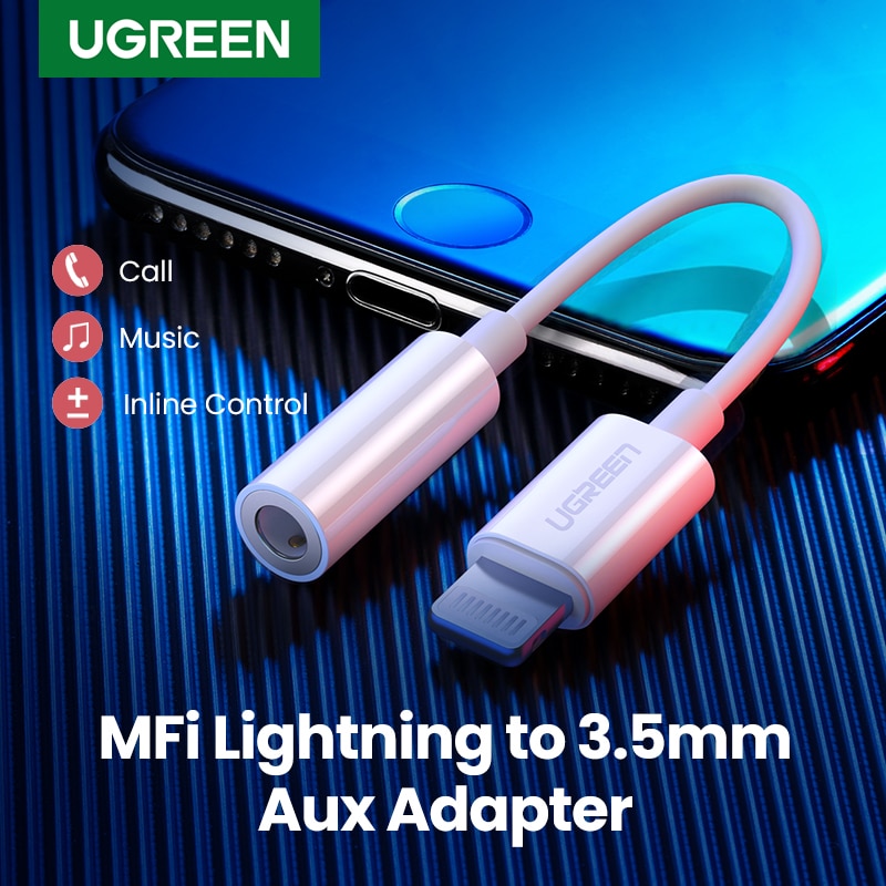 Ugreen MFi Lightning to 3.5mm Jack Headphones Adapter 3.5 AUX Cable Converter for iPhone 12 SE 11 11 Pro Max X XR iPhone 7 8 8P