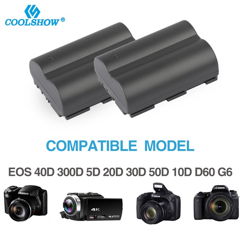 BP-511 BP511 BP-511A Battery For Canon EOS 40D 300D 5D 20D 30D 50D 10D D60 G6 BP511 FV40 FV30 FV100 200 Camera Batteries 2000mah