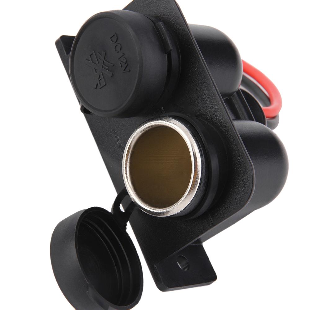 12V Vehicles Charger Auto Accessory Double Ports Waterproof Motorcycle Car Cigarette Lighter Power Socket