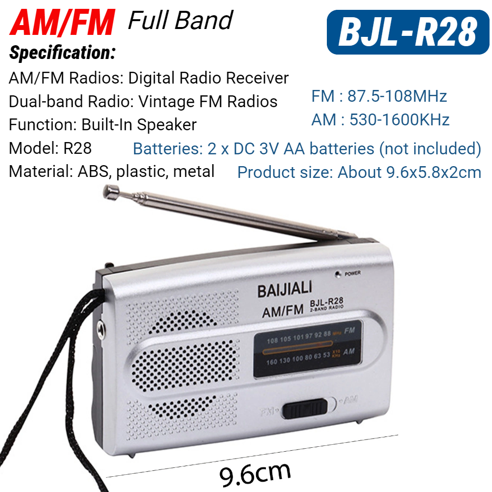 Mini Radio portátil con altavoz incorporado, receptor mundial Retro, Radio de bolsillo con batería, antena telescópica AM/FM para interior del hogar: Morado