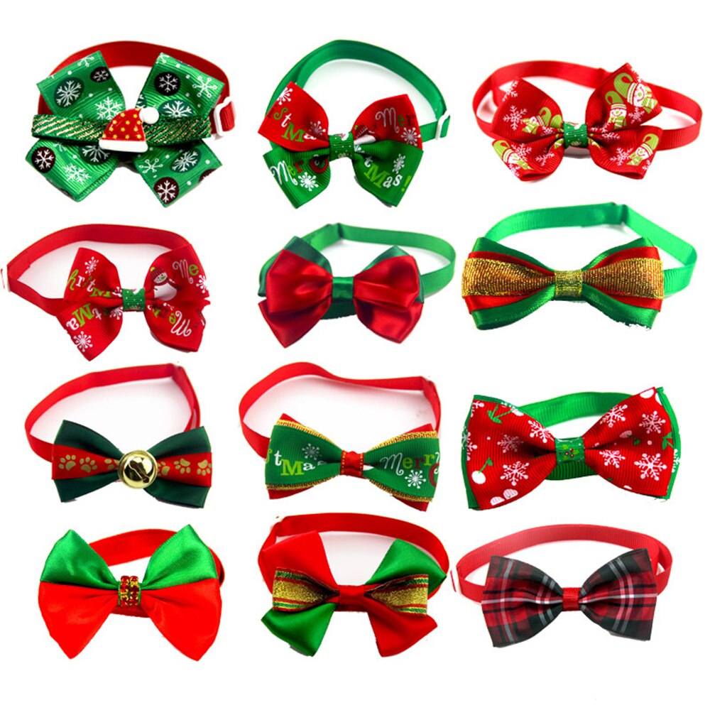 Collar navideño para perros y gatos, pajarita para perro, correa ajustable para el cuello, accesorios de aseo para perros y gatos