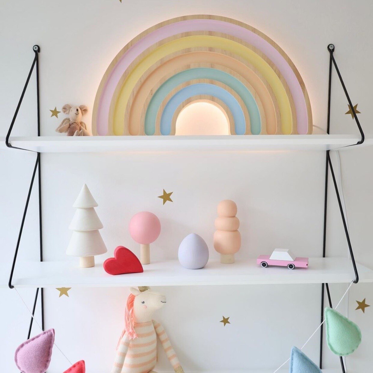 Nordic Style Handmade Painted LED Rainbow Building Blocks Rainbow Night Light Wall Hanging Rainbow Lamp Kid's Room Decor Props