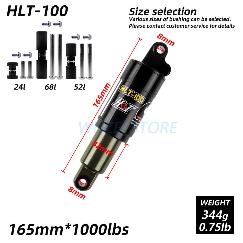 HLT-100 Mtb Rear Shock Suspension 125Mm 150Mm 165Mm 185Mm 850lbs 1000lbs Olie Lente Berg Fiets Shock