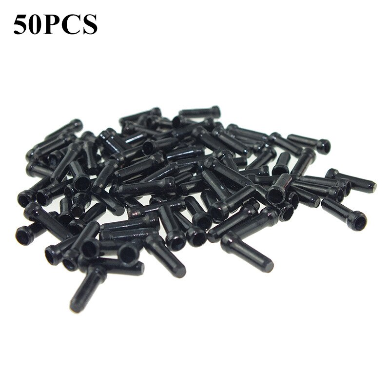 Palanca de cambios de freno para bicicleta de montaña, Cable interno consejos engarzados de aluminio, pieza de ciclismo deportivo, casquillos finales, accesorios para bicicleta, 50 Uds.: black  50pcs