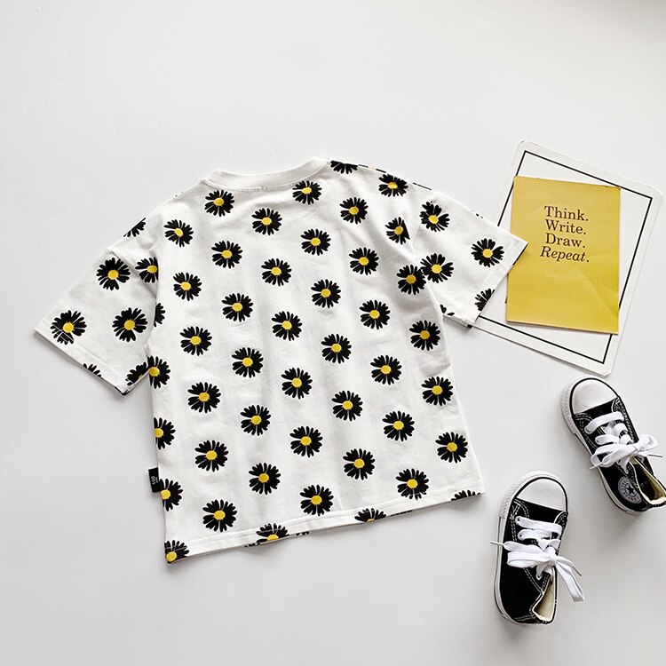 1-6T Bambino Del Bambino Infantile Bambini Bambino Delle Ragazze Dei Ragazzi T-Shirt di Estate di Modo della Margherita Stampa Manica Corta Magliette E Camicette Tee Shirt vestiti di Abiti: B / 12m