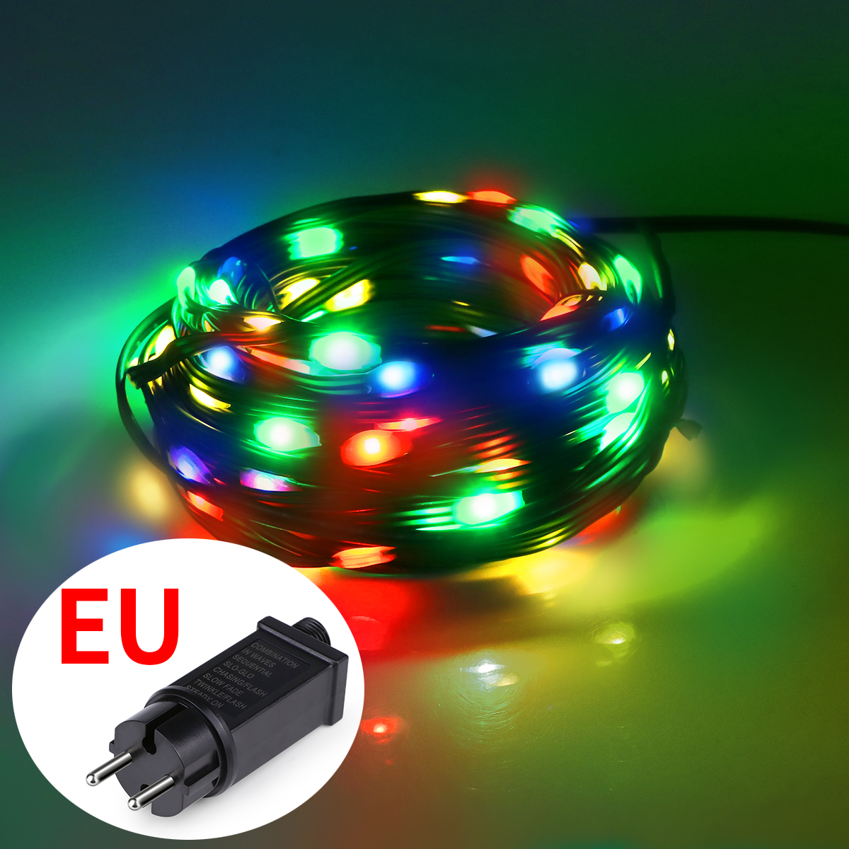 8 standen voor led-lichtsnoeren van leer voor buiten: sprankelende verlichting met een 1200 mah-batterij, zonnepaneel of netstroom, ideaal voor kerstfeestdecoratie.: Rood / N