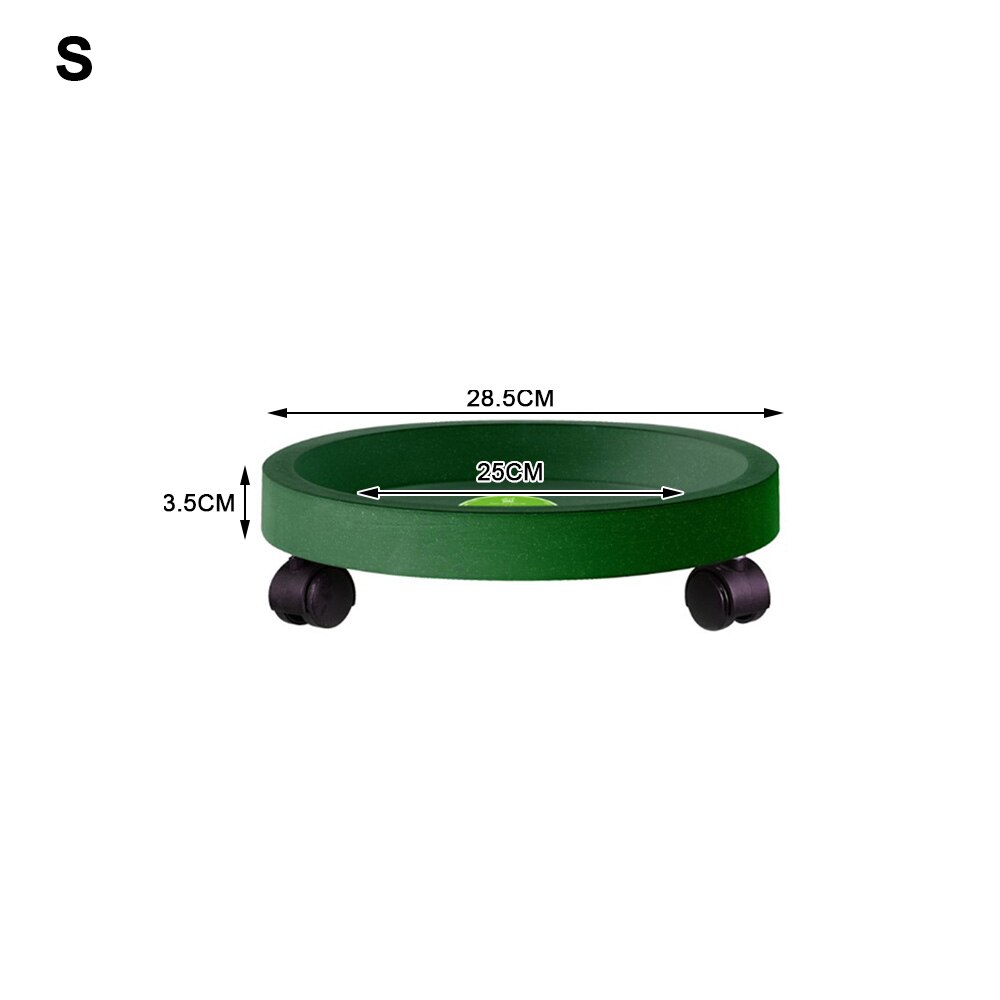 Removable Flower Pot Tray Universal Wheels Round Plastic Tray Flower Pot Rack Plant Stand Rolling Potted Plant Stand Fe25: Green S