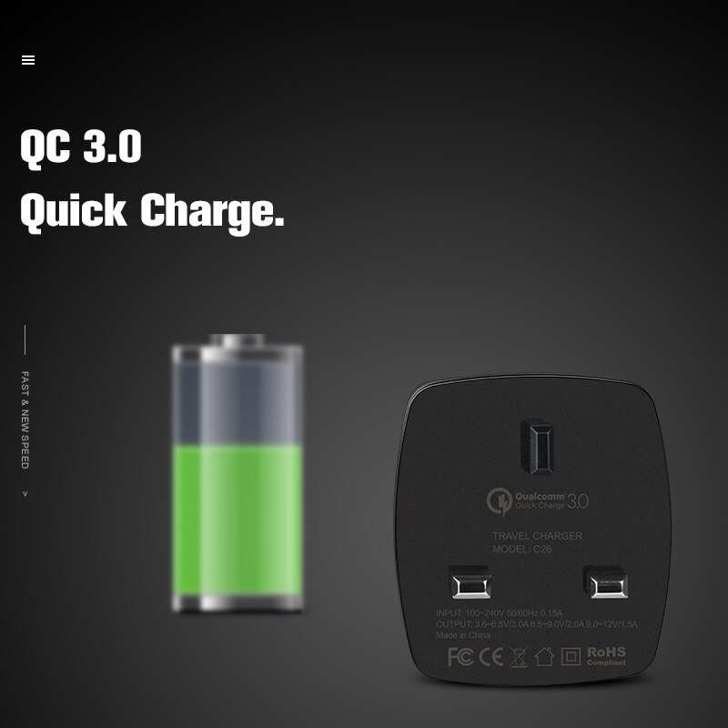 Hoco QC3.0 2.0 Quick Charge Universele Usb Wall Charger Eu Uk Us Pluggen Voor Iphone 11 Samsung Xiaomi Huawei Snelle opladen Adapter