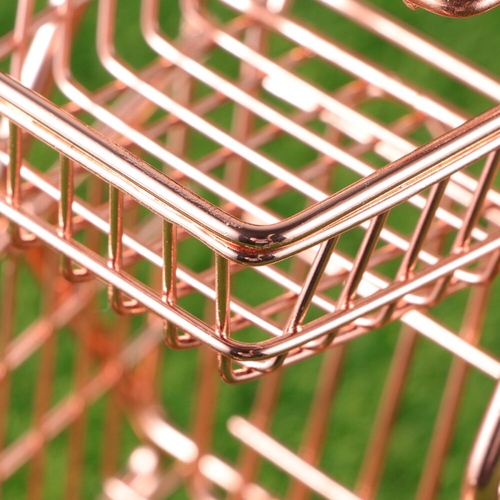 Mini Two-tier Shopping Cart Children Simulation Play Grocery Cart Trolley Storage Basket Rose Gold Trolley
