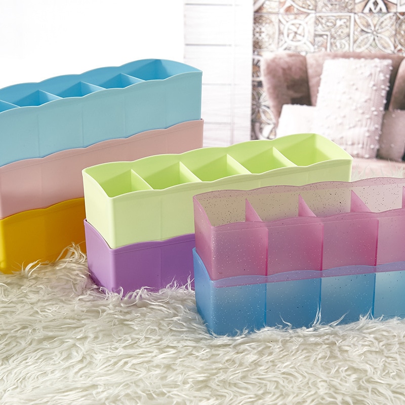1PCS Underwear Underwear Storage Box 5 Grid Socks Underwear Drawer Closet Family Storage Box Storage Box Partition TSLM1