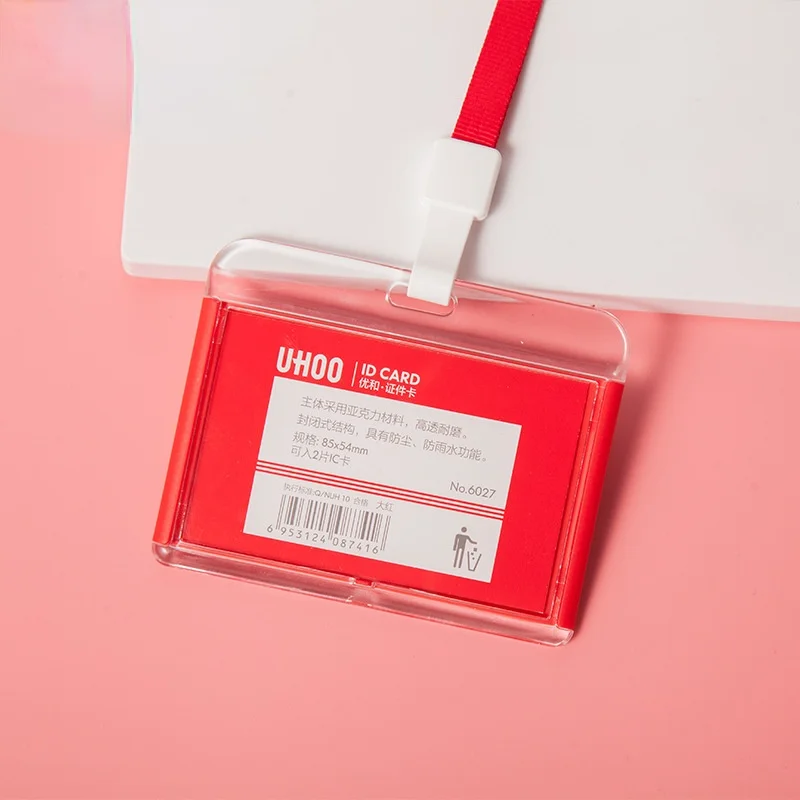 1 PCS Staff Employees ID Card Clear Pass Name Work Card Cover Case Sleeve with Lanyard Transparent Work Card Badge Holder Office: GRAY