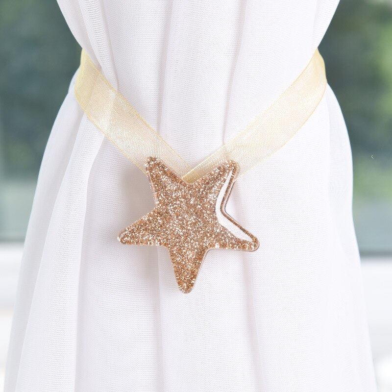 Star Shape Magnet Curtain Buckle Magnetic Mesh Tieback Holder Window Curtain Clip Holder Strap Accessories Home Decor JJJRY774: Gold