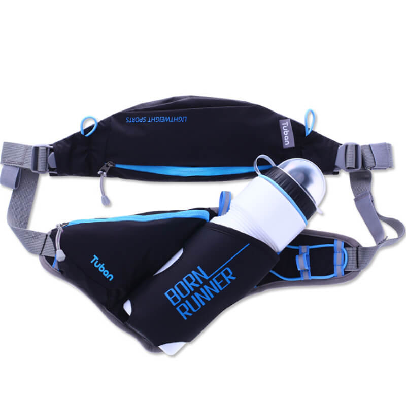 Tuban outdoor heuptas wandelen hardlopen waterkoker zakken sport trekking schoudertas opbergruimte: Zwarte kleur