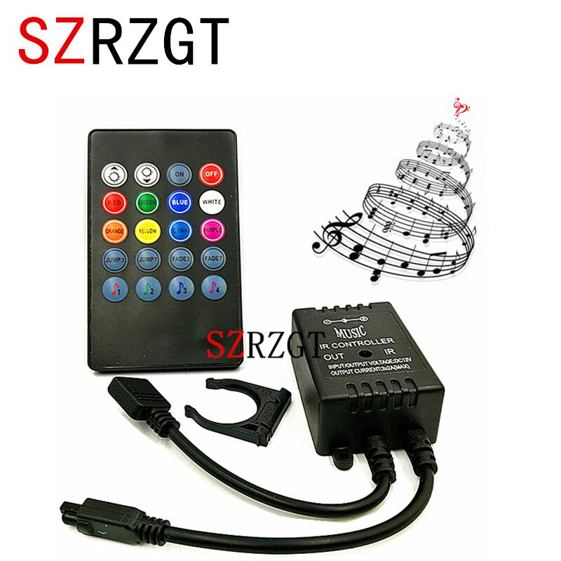 20 Key Music IR Controller Black Sound Sensor Afstandsbediening Voor RGB LED Strip