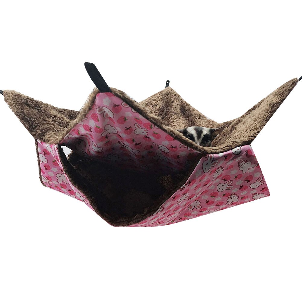 Warm Hamster Haak Hangmat Hamster Eekhoorn Opknoping Bed Nest Hangmat Swing Kooi Slapen Nest Kleine Huisdier Hangmat Huisdier Producten: Pink1 / L