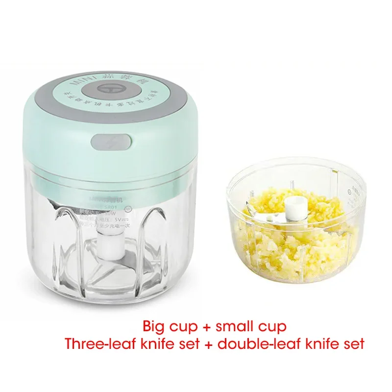 300ML elektryczny rozdrabniacz do czosnku USB ładowanie żywności warzywa mięso kruszarka ze stali nierdzewnej Mini Chili czosnek Masher gadżety kuchenne: Mieszane kolor