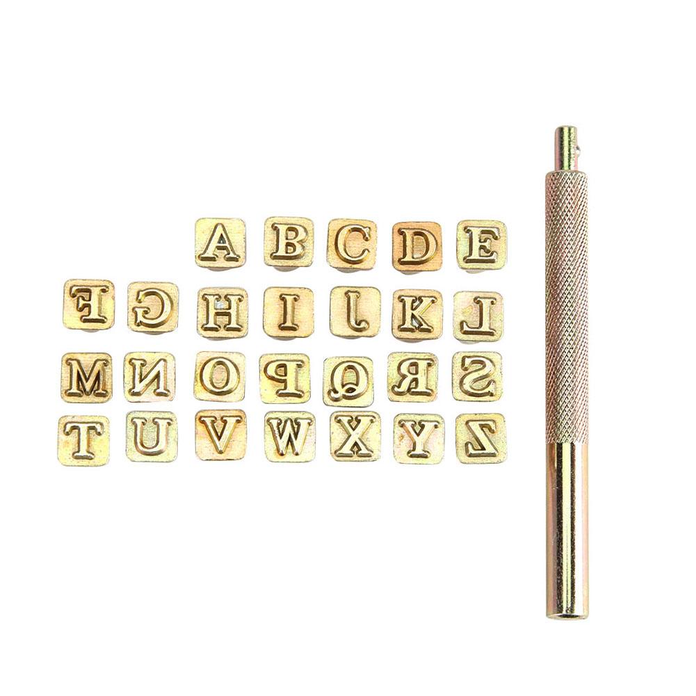 26 frimärken zinklegering läder engelska bokstäver stämpling symbol set läder dekoration märkning stansverktyg hantverk alfabet stämplar: A
