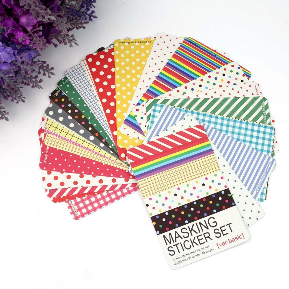 28-30pcs/Lot Scrapbooking Masking Tape Craft Stickers Pack Decorative Labelling DIY Art Adhesives Scrapbook Pastel
