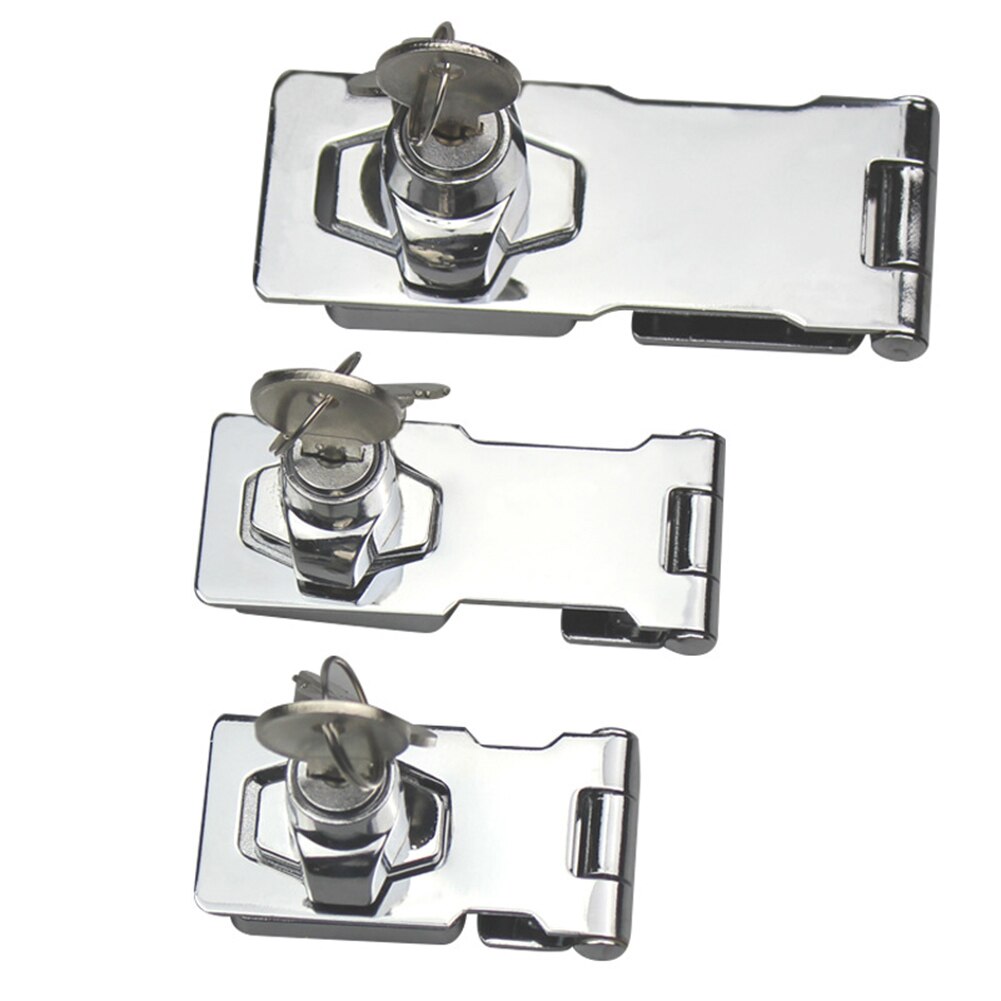 Plating Self Locking Security Hasp Staple Lock 2.5/3/4 inch StainlessSteel 2 Key Cabinet Lock Drawer Padlock Door/Shed/Gate Lock