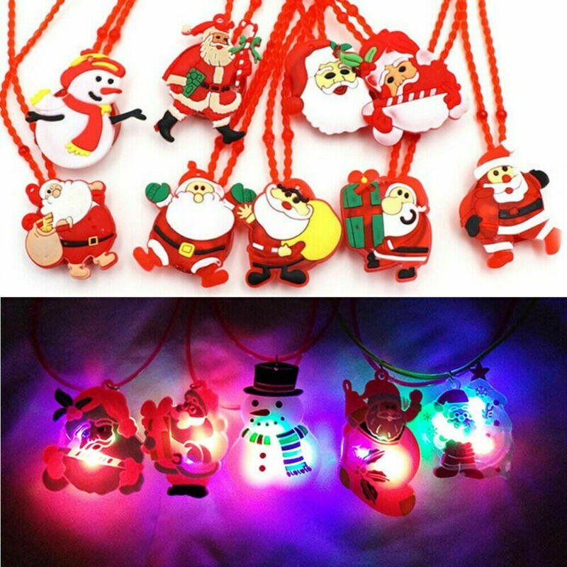 Led ljus jultomten halsband hänge jul unge barn halsband ornament glöd part leveranser