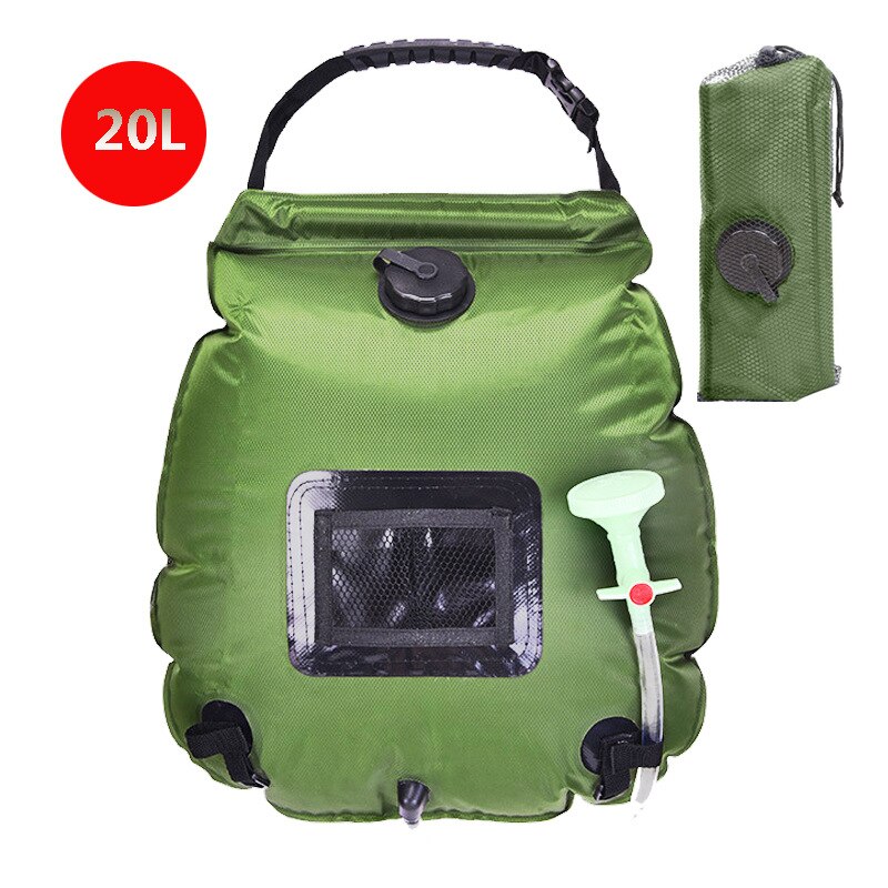 Portable Camping Shower Solar Heating Outdoor Hiking Camp Shower 20L Foldable Water Bag Portable Water Tank Hydration Bag: green