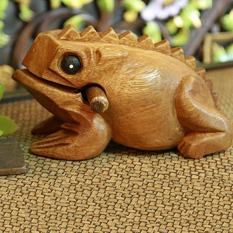 MMFC-Carved Croaking Wood Percussion Musical Sound Wood Frog Tone Block Toy