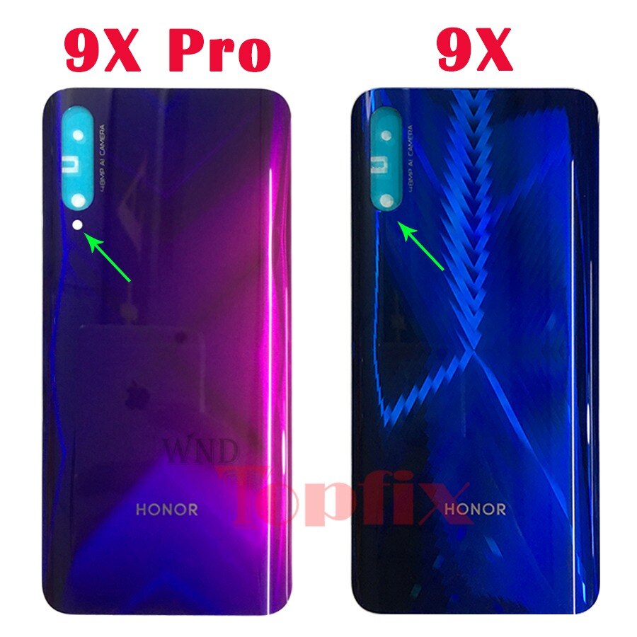 NEUE Für Huawei honor 9x Zurück Batterie Abdeckung Tür Hinten Glas Gehäuse Fall Für Huawei honor 9X Pro Batterie Abdeckung mit kamera objektiv