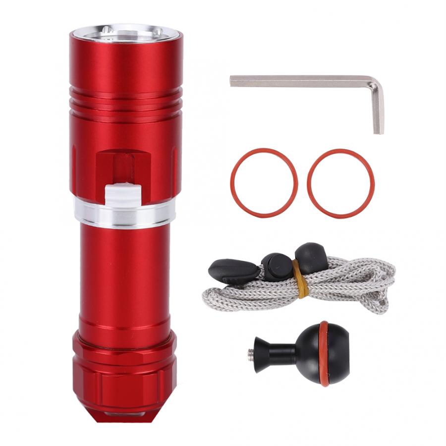 Superljus 10000 lm dykficklampa  l2 led 18650 26650 undervattensljus scuba fackla lampa vattentätt bärbart campingljus: Röd