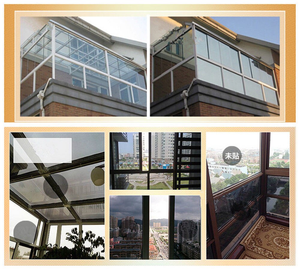 0.5x3m Zwart & Zilver Reflecterende Glasfolie Spiegel Anti UV Glasfolie Decoratieve Warmte Controle privacy Glas Tint