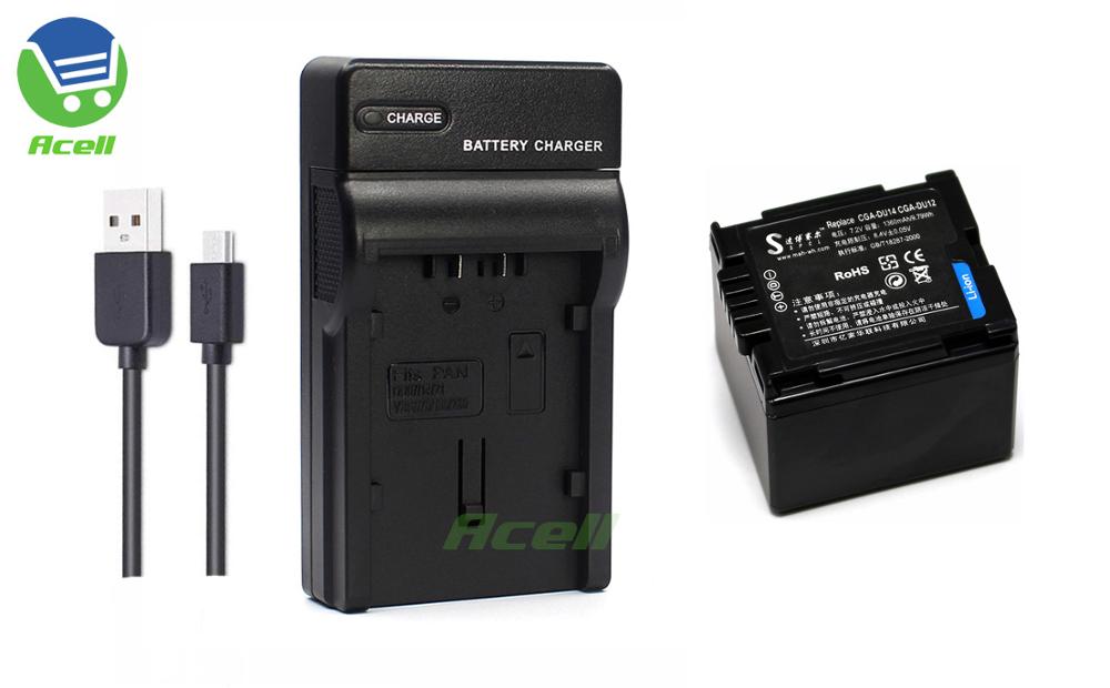 Cga -du14 cga -du12 batterij voor panasonic sdr -h200 h18 h20 h21 nv-gs328 gs180 vdr -d160 d158 camcorder, vervang cgr -du06 cga -du07: 1 batterij 1 oplader