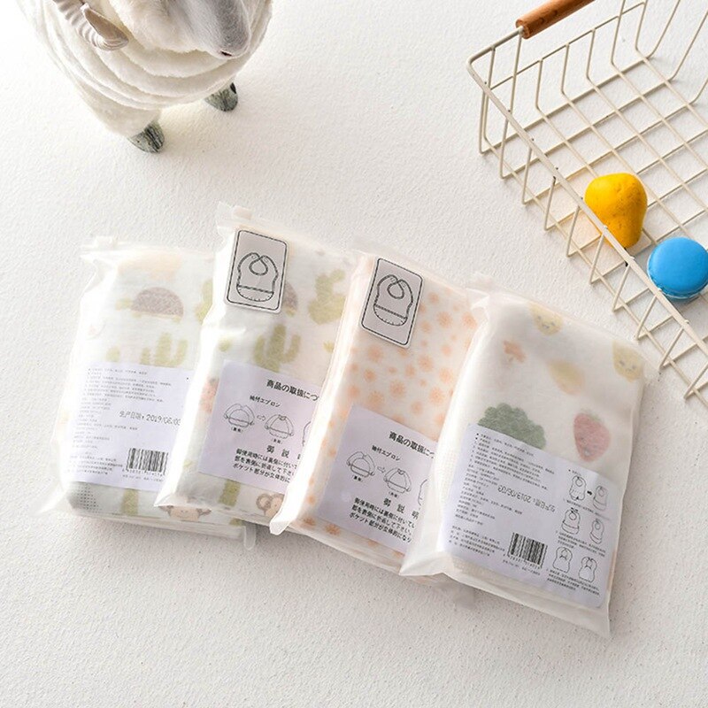 10PCS/Lot Baby Waterproof Non-Woven Fabric Disposable Bibs Portable Baby Toddler Bibs Feeding Saliva Apron Paper Bibs