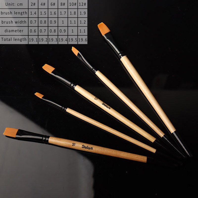 6 Stks/set Multi Purpose Kunstenaar Verf Borstel Tekening Art Supplies Olieverfschilderij Borstels Verf Pen Nylon Haar Platte