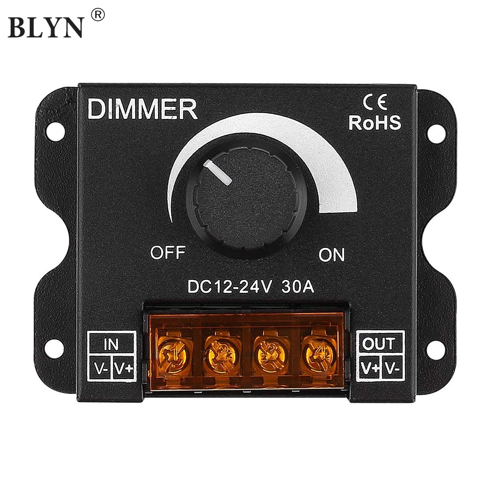 12V/24V Dc 30A Led Pwm Dimmer Controller Aan/Uit Schakelaar Met Metalen Shell Voor Enkele kleur 5050 3538 5630LED Strip Verlichting Lint