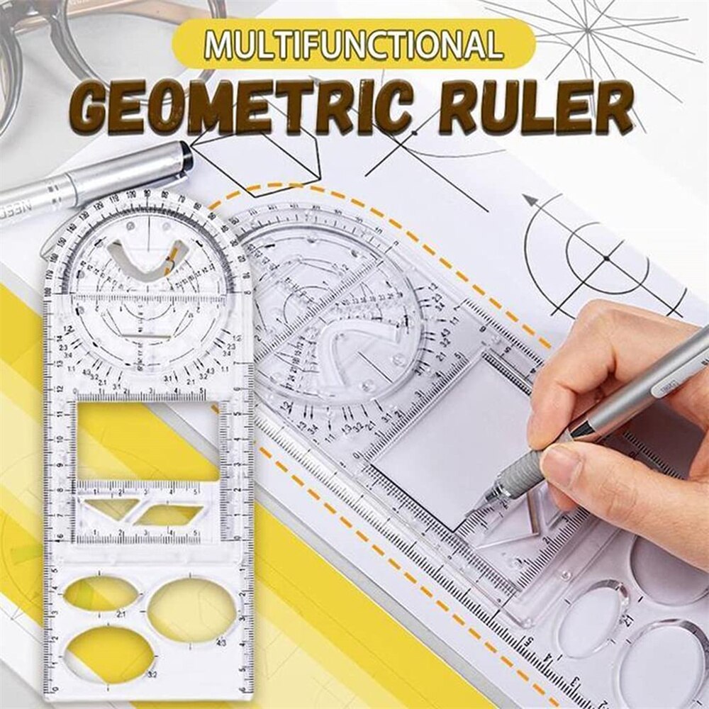 Multifunctional Geometric Ruler Geometric Drawing Template Measuring Tool For School Office Architecture Supply School Ruler