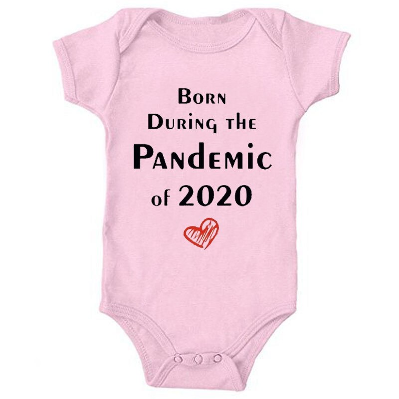 Bébé été tenue col rond manches courtes body avec pandémie de impression pour enfant en bas âge garçons filles 0-12 mois: Rose / 6M