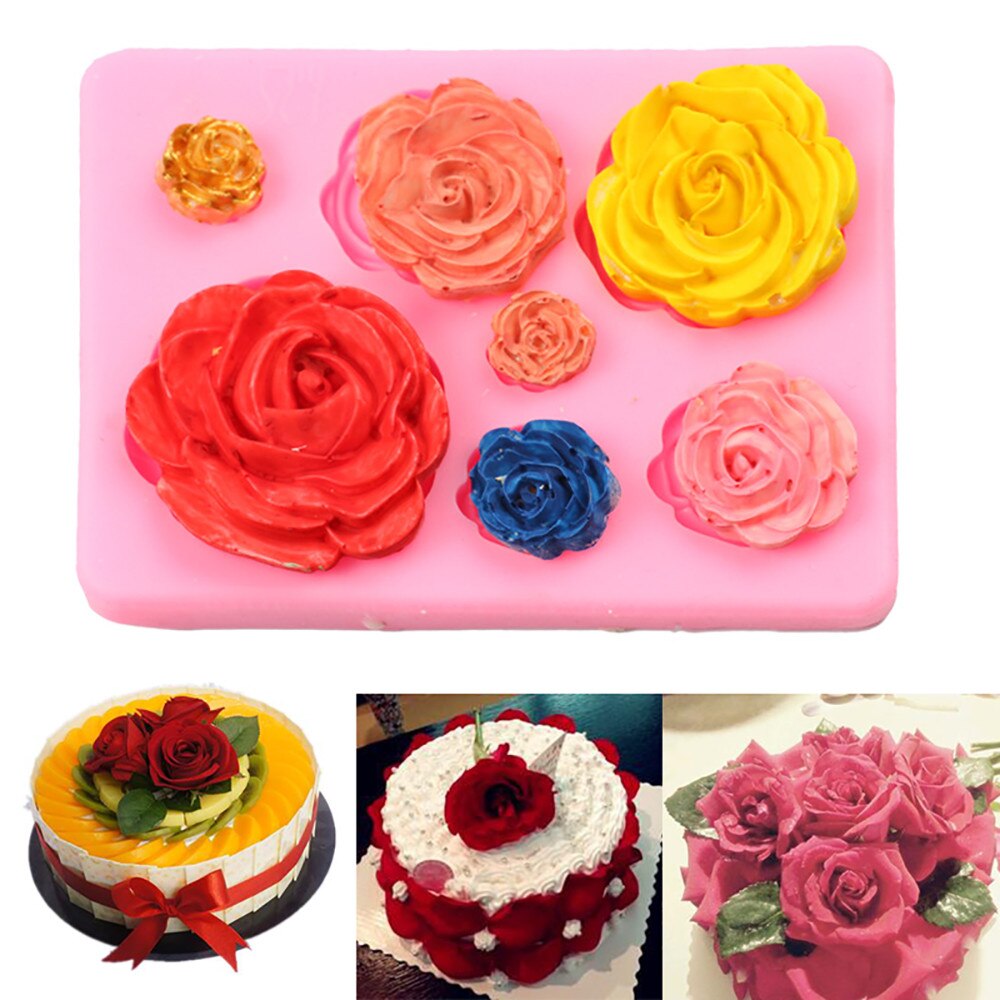 Rose Flower Silicone Molds Wedding Cupcake Topper Fondant Cake Decorating Tools Sugarcraft Candy Clay Chocolate Gumpaste Moulds