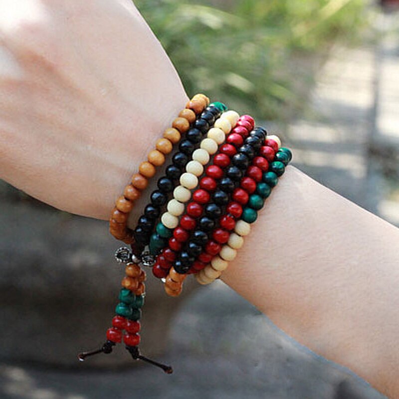 Ethnische stil 216 perlen 6mm natürliche bunte sandelholz Buddhistischen meditation bead armband sandelholz rosenkranz damen armband: Default Title