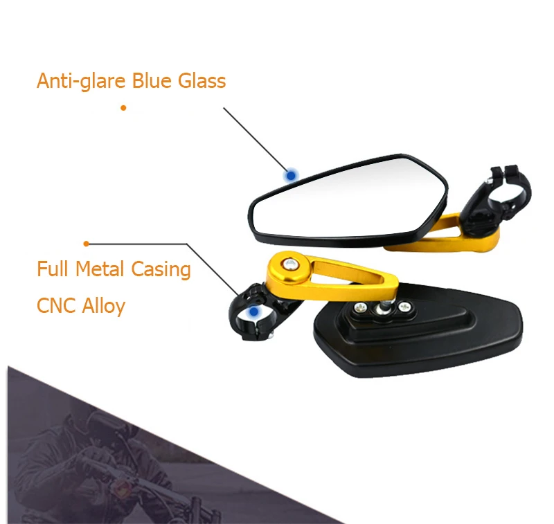 EAFC Universal- Motorrad 22mm Bar Ende Seite Rückspiegel 2 Stücke Aluminium 7/8 "Motorrad Fahrrad Lenker Rückspiegel