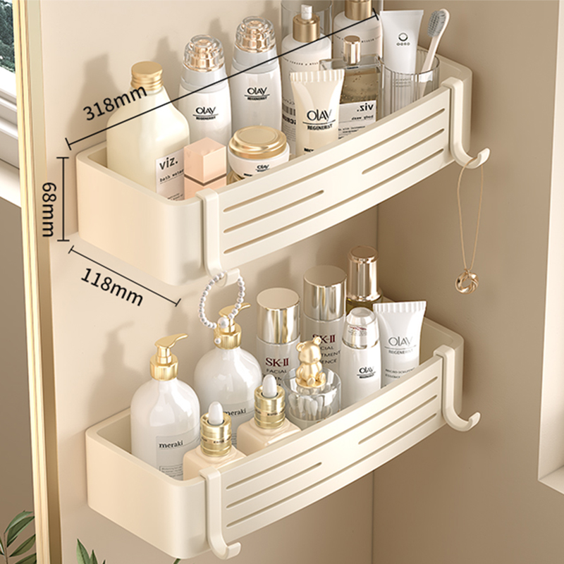 Kein Bohren, multifunktionales Organizer-Regal, selbstklebendes Lagerregal, große Wandbehang-Organizer, Dusch- und Shampoo-Gestell für Badezimmer