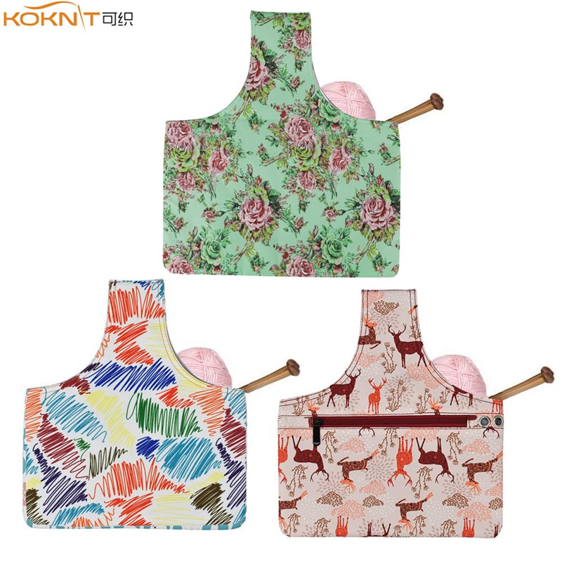 KOKNIT-Bolso de punto vacío para mujer, bolsa de almacenamiento para el hogar, organizador de lanas, bolso de ganchillo, Kit de costura artesanal, bolso de mano plegable