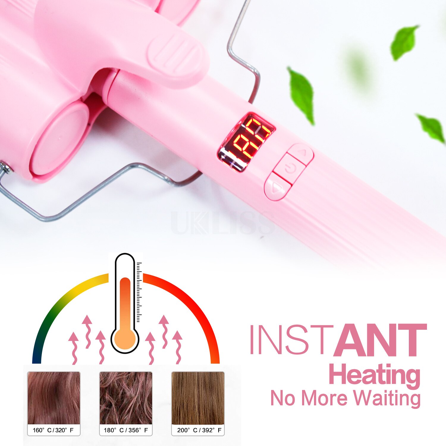 Hair Crimper Iron 3 Barrel Hair Curler 3mm Electric Curling Iron Wand Fast Heating Beach Waves Curling Iron for All Hair Styler