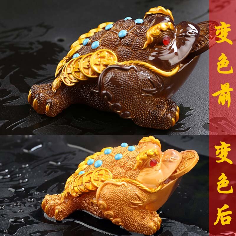 Descoloridos chá Ornamentos Pet Boutique Criativa Sapo Dourado Decoração Bandeja de Chá Sapo Inseto Ornamento Cor Jogo Sapo Chá Pet: B