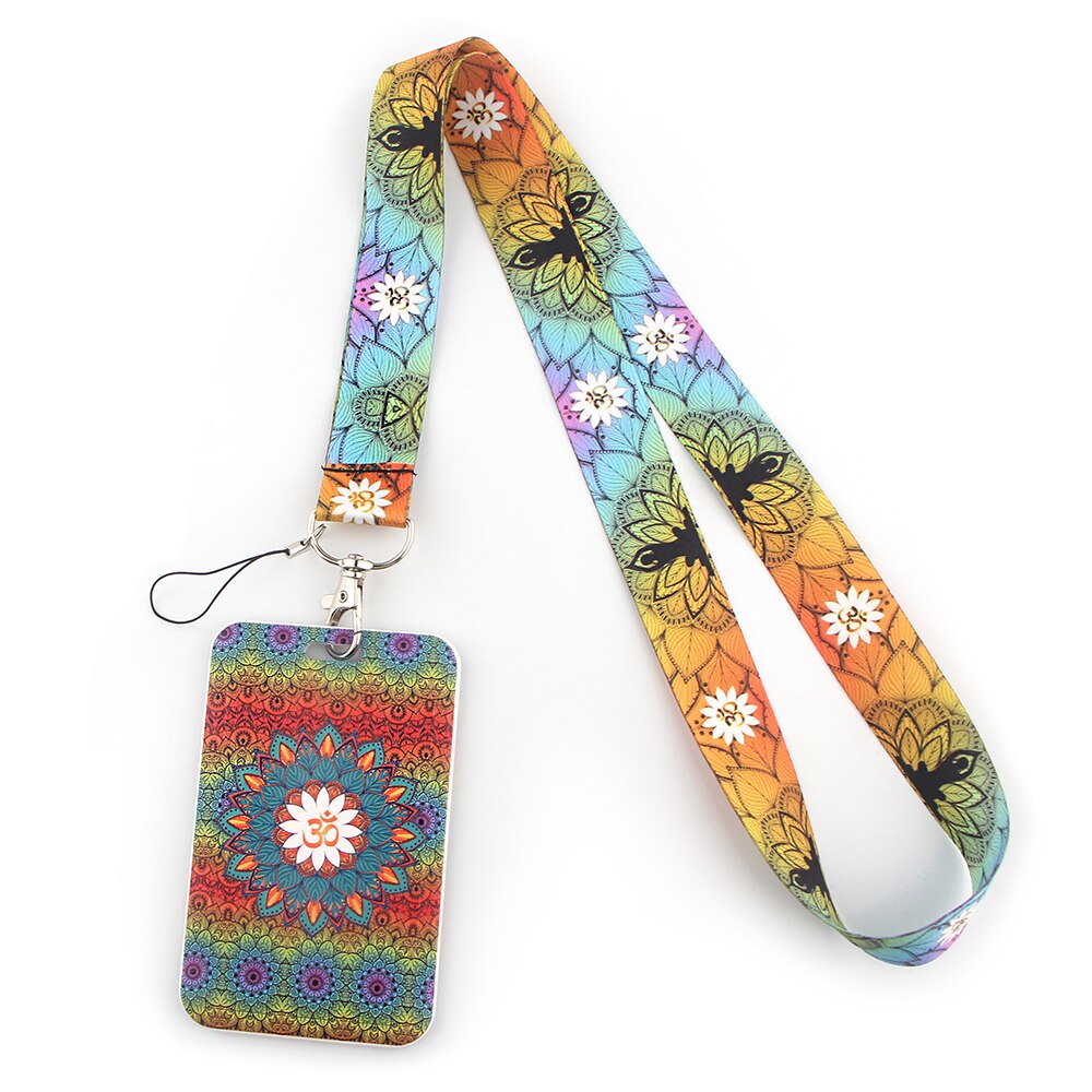 JF468 Lotus Mode Yoga Lanyard Id Badge Houder Bus Pass Case Cover Bank Credit Kaarthouder Strap Kaarthouder