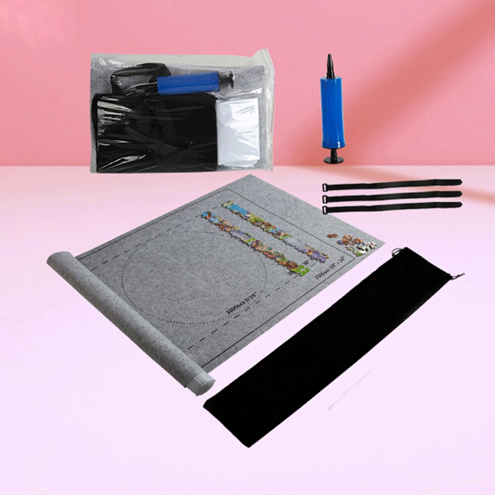 Portable Felt Mat Roll Up Storage Blanket Jigsaw Puzzle Game Pad with Air Pump Puzzle Accessories Portable Travel Storage Bag