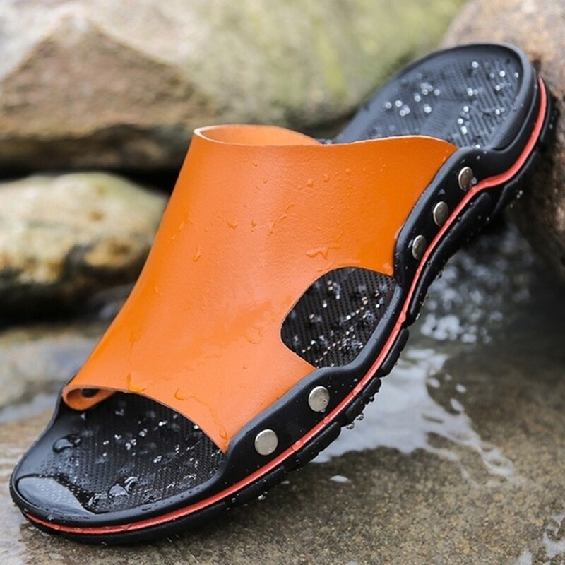 Hommes été pantoufle décontractée chaussures grande taille plage plat pantoufles sandales chaussures en plein air plage tongs chaussures de plage