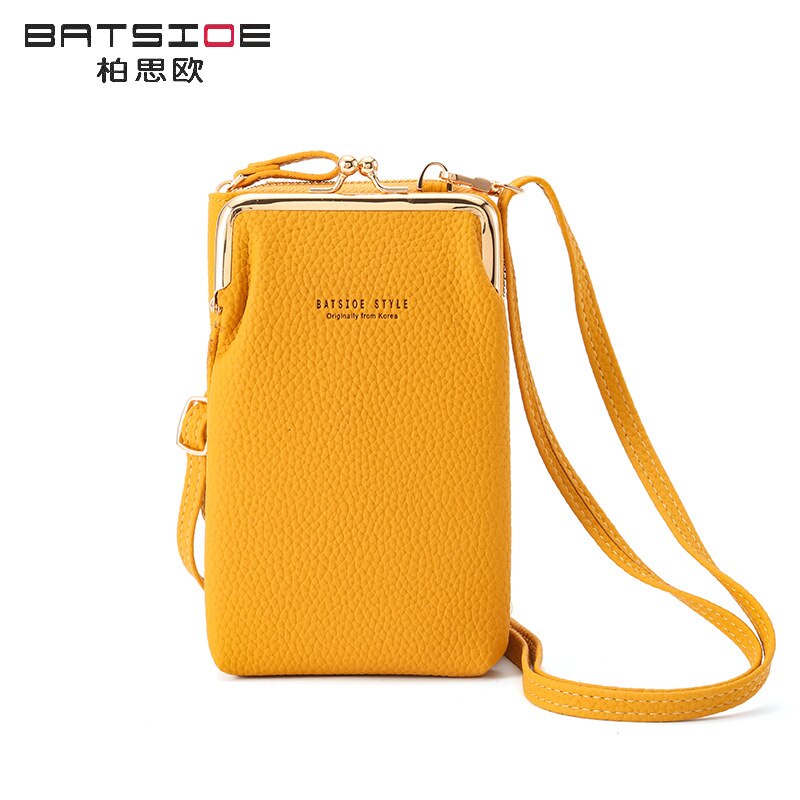 Batsioe-Bolso de teléfono para mujer, Cartera de estilo coreano de gran capacidad, longitud media, informal, con cremallera, bandolera Vertical, novedad de: Turmeric