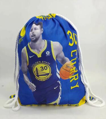 Basketball star drawstring backpack daily casual boys and girls backpack drawstring pocket: White