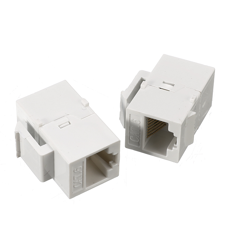 10 Packs CAT6 Inline Coupler Keystone RJ45 Female Snap-In Jack Insert White