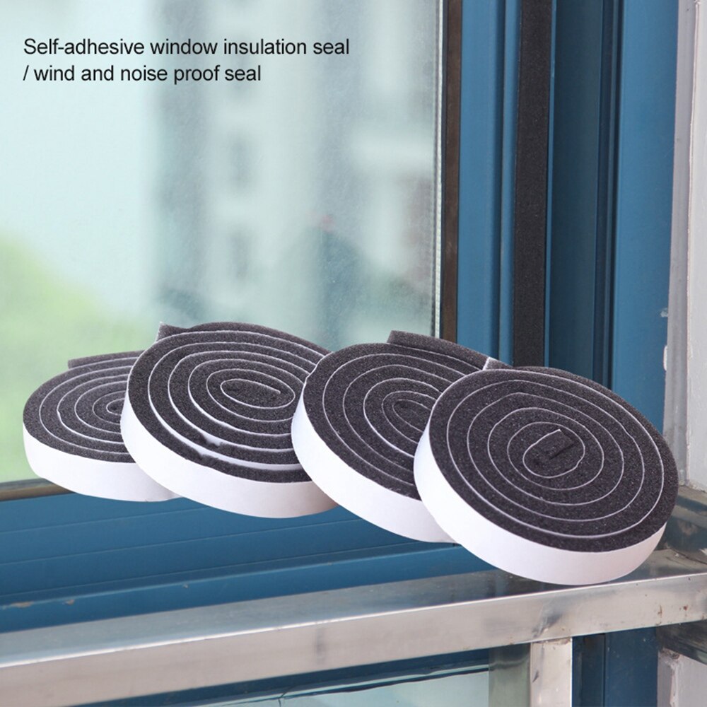 4pcs/set Foam Seal Tape Self-adhesive Door and Window Sealing Strip Wind-proof Sound Insulation Tape Weather Stripping Strip